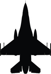 Vector silhouette of the detailed fighter jet F-16.