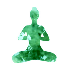 Girl in lotus pose levitates in the air, transparent background