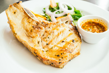 Grilled pork chop meat steak