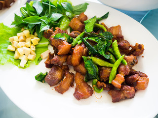Closeup of fresh fried pork