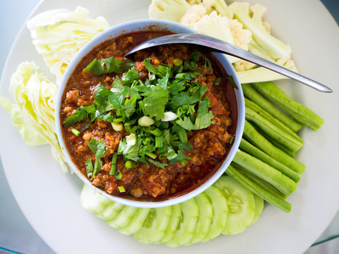 spicy paste with Vegetables, Thai foods.