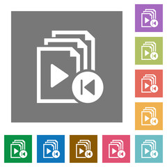 Jump to previous playlist item square flat icons