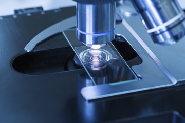 Close up of microscope at the blood laboratory