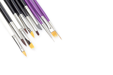 Set of professional manicure brushes