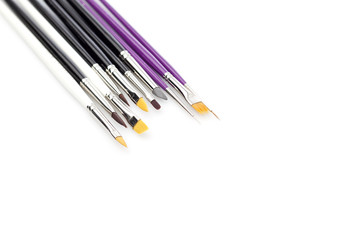 Set of professional manicure brushes