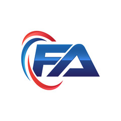 initial letter logo swoosh red blue