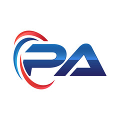 initial letter logo swoosh red blue