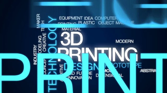 3D printing animated word cloud, text design animation.