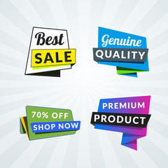 Set of sale banners and labels. Design elements for promotion. Vector illustration