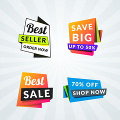 Set of sale banners and labels. Design elements for promotion. Vector illustration