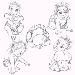 Sketch baby different pose children