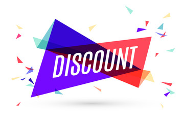 Colorful banner with text Discount for emotion, blame and curiosity. Design explosion elements for sale theme, shop, market. Poster for sale and discount on white background. Vector Illustration