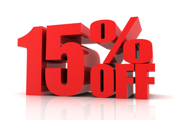 fifteen percent off sale concept  3d illustration