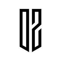 initial letters logo oz black monogram pentagon shield shape