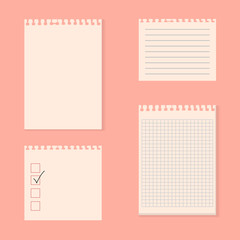 Set of various ripped note paper. Vector