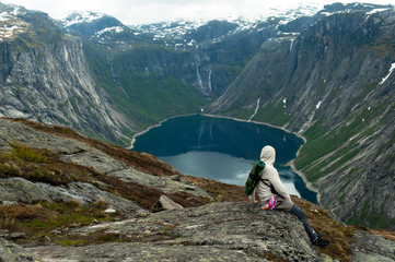 Fototapeta na wymiar Trolltunga in Norway is fabulous beauty