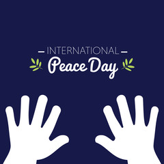 International peace day with white hands asking for peace