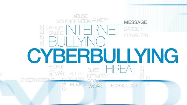 Cyberbullying animated word cloud, text design animation. Kinetic typography.