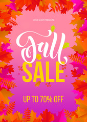 Autumn gold sale text poster for September shopping promo autumnal shop discount