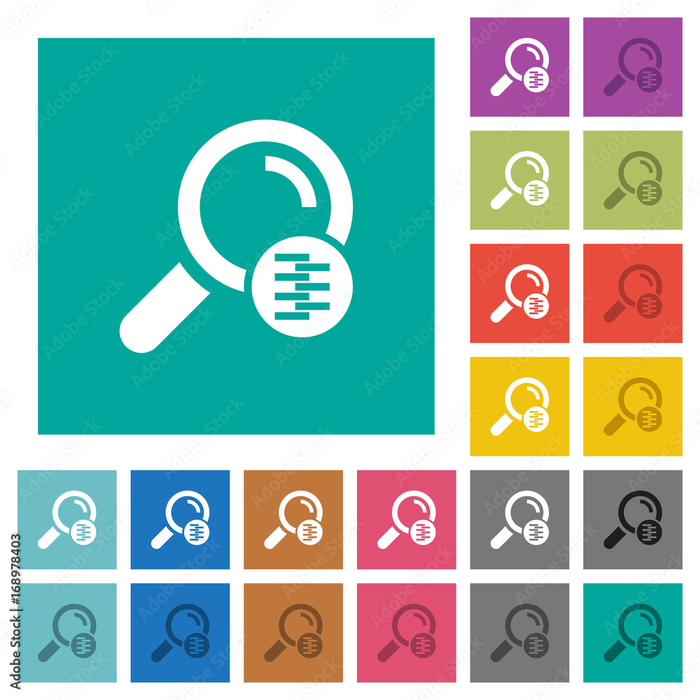 Poster search in compressed files square flat multi colored icons