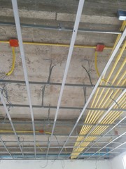 Install the ceiling frame and wiring pipe.