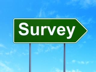 Science concept: Survey on road sign background