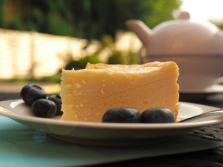 Cheesecake with blueberries