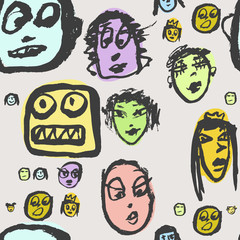 Doodles faces pattern