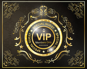 Vector Vip golden frame with calligraphic ornament