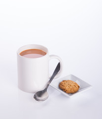 coffee or coffee with cookies on background.