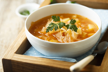 Sauerkraut soup with fresh parsley