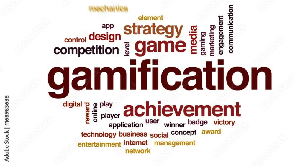 Poster gamification animated word cloud, text design animation.