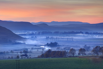 Winter Mists at dawn in the Umzimkulu River valley, Underberg, Kwazulu Natal