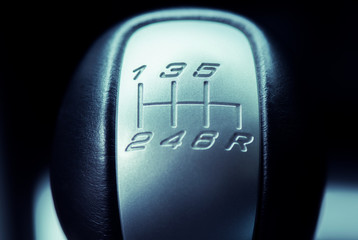 Close-up of the gear stick in modern car