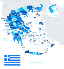 Greece - map and flag illustration