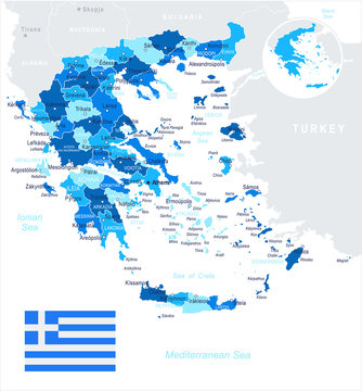 Greece - map and flag illustration