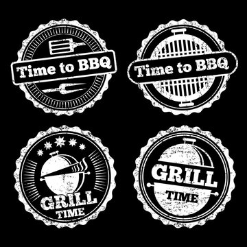 BBQ and grill time grunge labels design