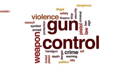 Gun control animated word cloud, text design animation.
