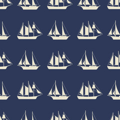 Simple sailboat or ships seamless pattern design