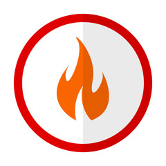 Fire warning flat icon, vector sign, colorful pictogram isolated on white. Symbol, logo illustration. Flat style design