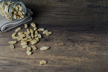 Peanut on the wood table 