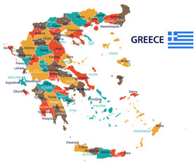 Greece - map and flag – illustration