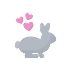 Rabbit in love vector flat icon