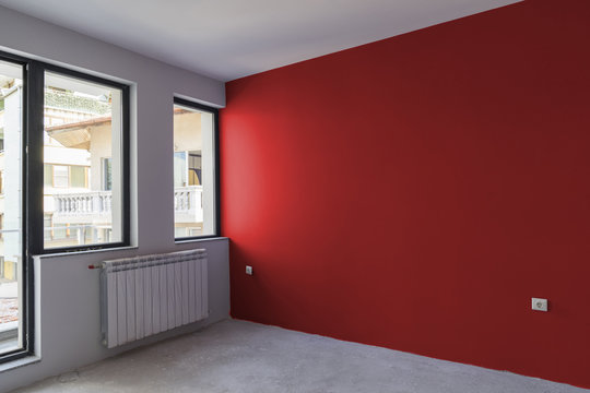 Unfinished interior of apartment  under construction. Wall paint