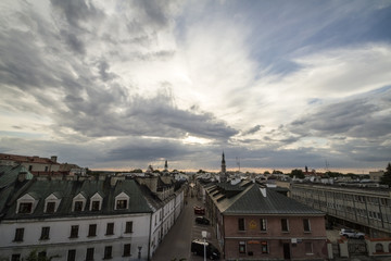 Fototapeta premium ZAMOSC, POLAND - July 26, 2017: Zamosc - Renaissance city in Central Europe. Panorama of Old Town.