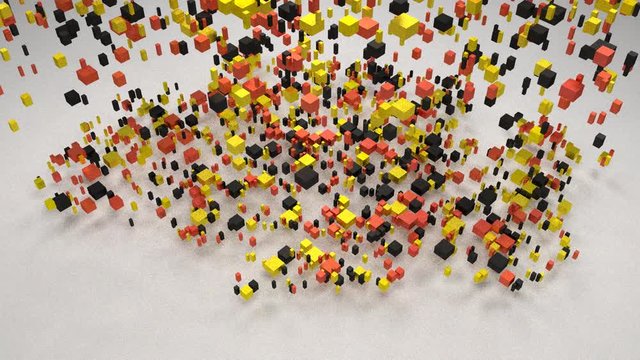 Map of North Rhine Westphalia - Germany | 3d rain of little bricks
