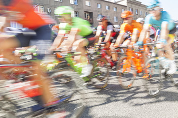 Group of cyclist during a race, motion blur