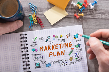 Marketing plan concept on a notepad