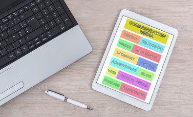 Communication media concept on a digital tablet