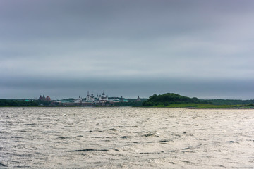 View of the Spaso-Preobrazhensky Solovetsky monastery with Onega Bay.